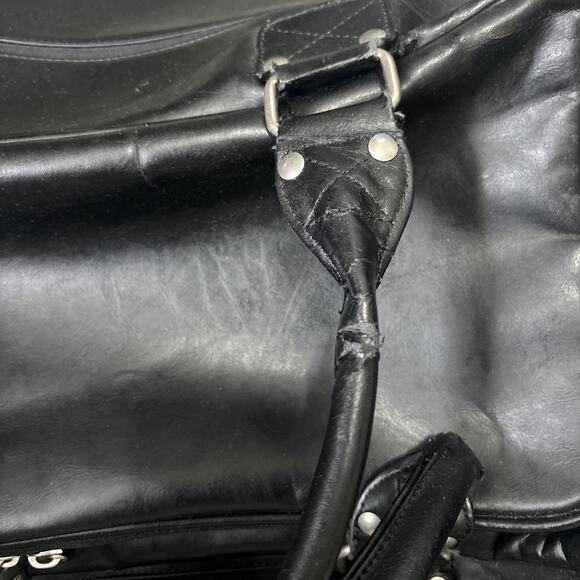 VTG Leather Nike Golf Weekender Duffel Bag Black Large - Picture 9 of 16